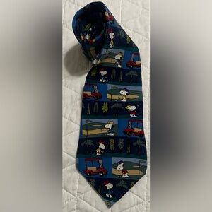 Snoopy Golfing Peanuts Cartoon Tie